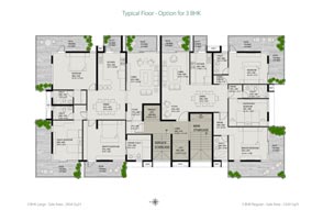 Option for 3 BHK - Typical Floor Plan